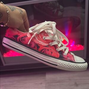 Converse Red and Pink Rose sneakers